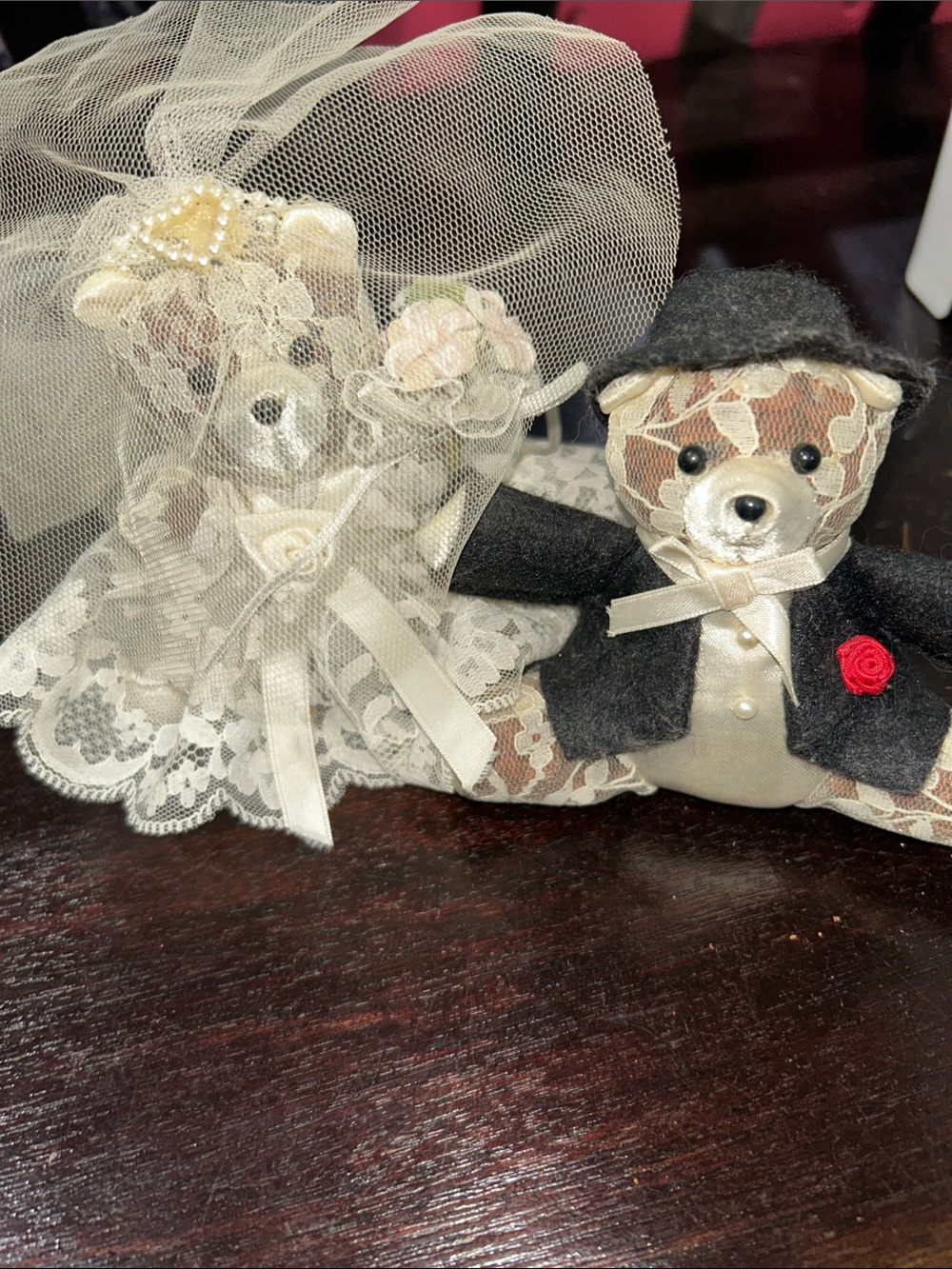 Vintage 80s Victorias Secret bride and groom bear set
